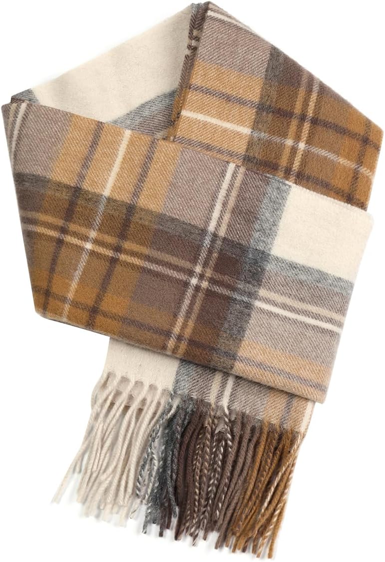 SKNSOFT Winter Wool Plaid Scarf for Men,Women Fashion Tartan Wrap Checkered Scarves - Image 1